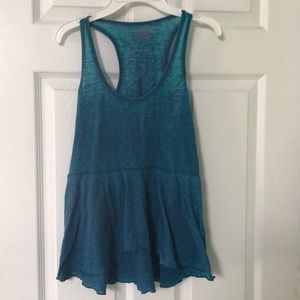 Blue racerback Peplum tank top